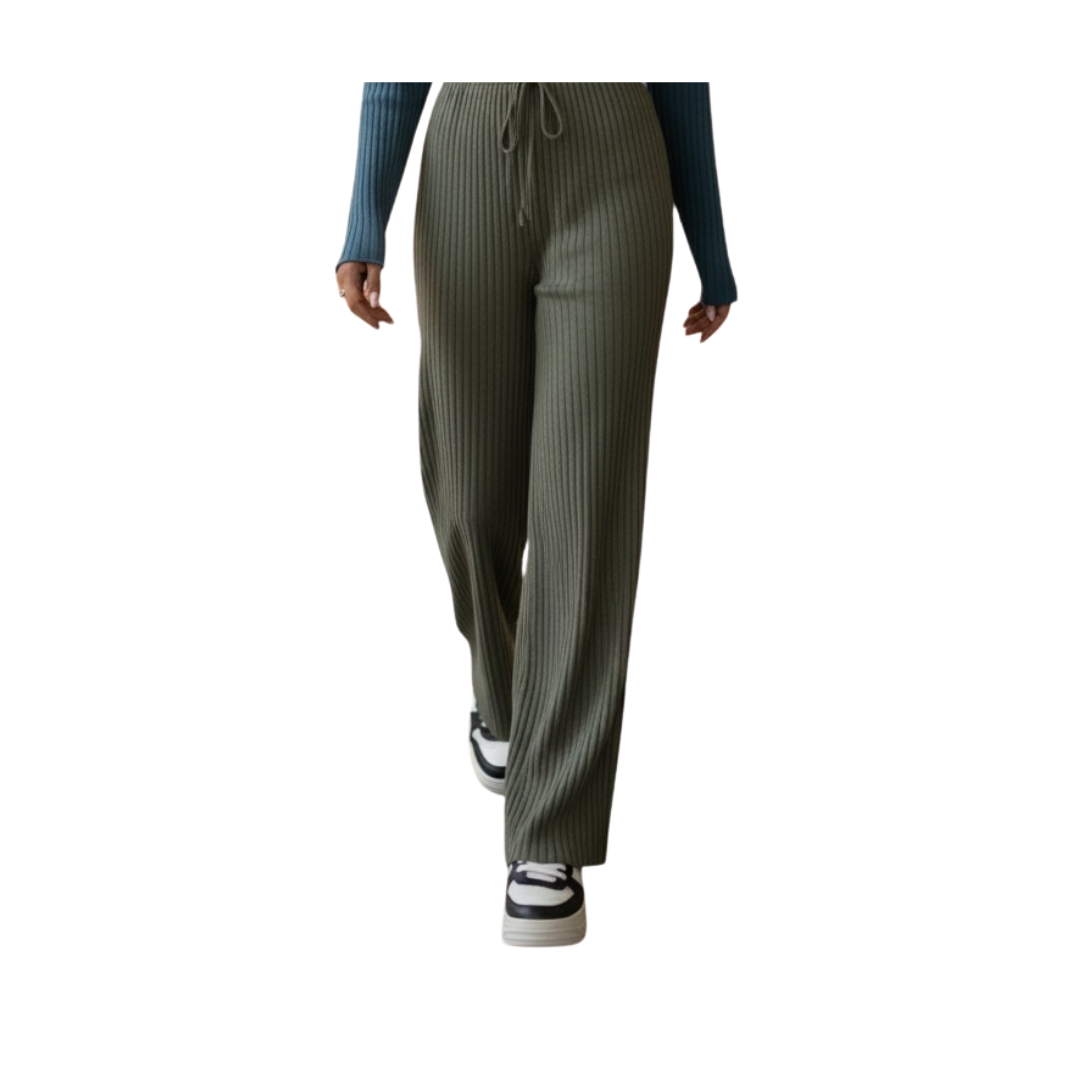 Women's Ribbed Lounge Pants – Soft Stretch, One Size 36–42