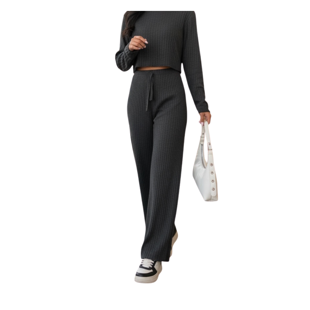 Women's Ribbed Lounge Pants – Soft Stretch, One Size 36–42