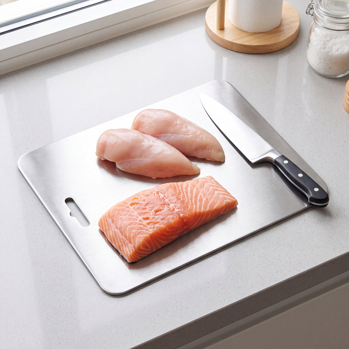 Titanium Stainless Steel Chopping Board – 34 x 23 cm