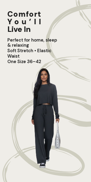 Women's Ribbed Lounge Pants – Soft Stretch, One Size 36–42