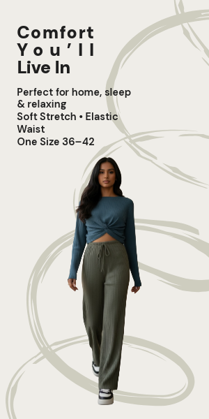 Women's Ribbed Lounge Pants – Soft Stretch, One Size 36–42