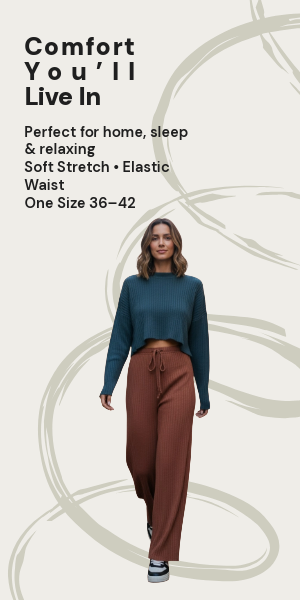 Women's Ribbed Lounge Pants – Soft Stretch, One Size 36–42